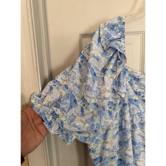 Hayden Square Neck Short Sleeve Blue Floral Dress Size 2XL - Picture 6 of 11